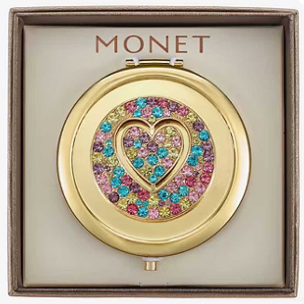 Monet Gold Tone Round Compact - Picture 4 of 7